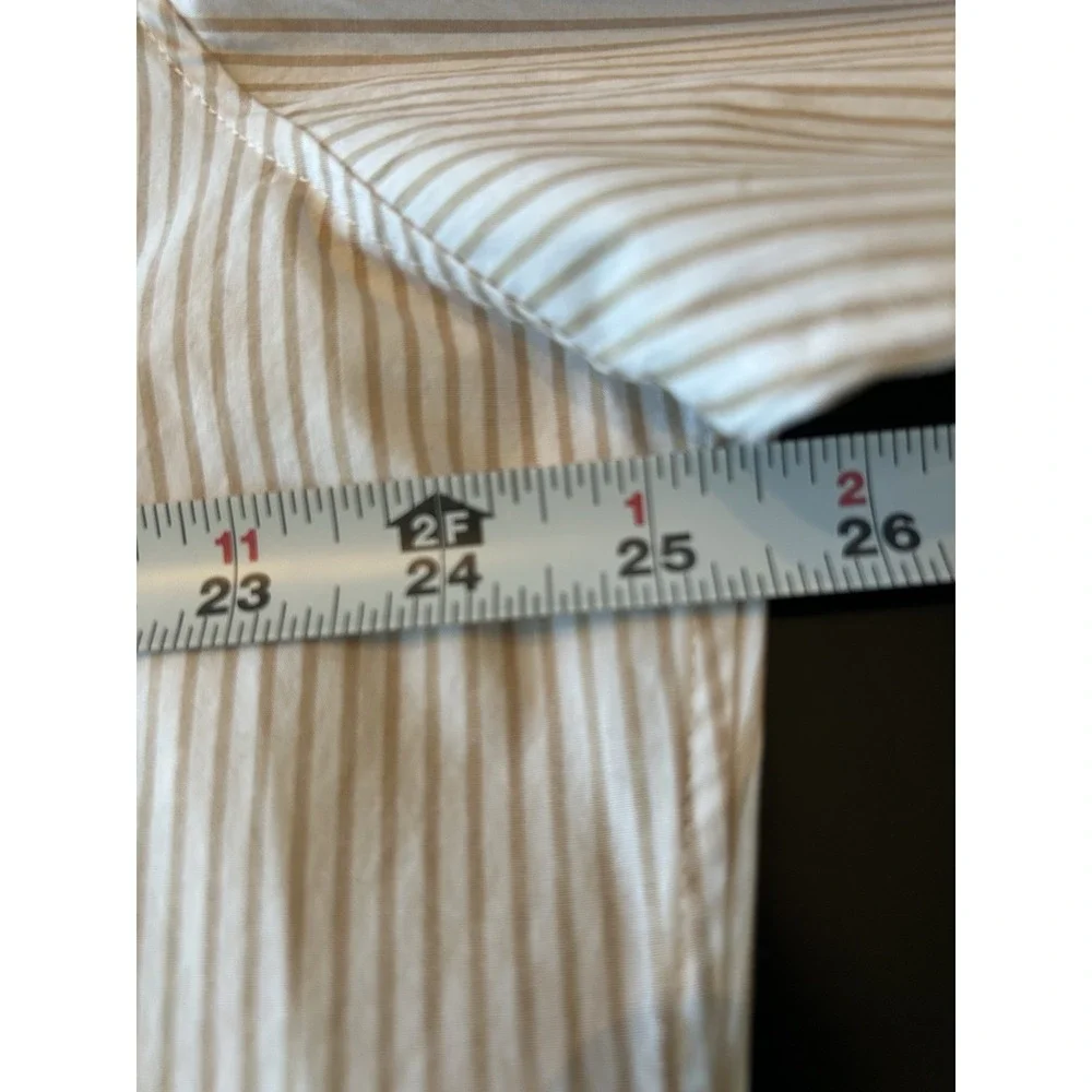 New Michael Kors Button Down Shirt 2XL Beige Stripe Cotton Elastane Stretch - Picture 10 of 13